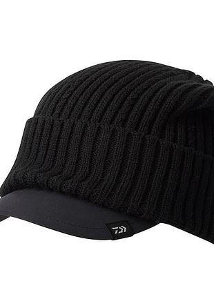 Зимова шапка чоловіча з козирком daiwa knit cap оливкова/чорна/синя чорний