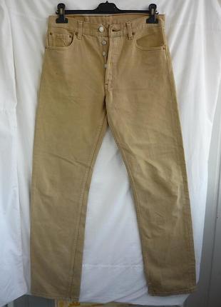 Винтажные джинсы levi's 501 original, бежевые, размер w30 l32 (made in mexico)