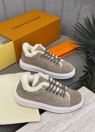 Тепоі кросівки кеди louis vuitton сірі з монограмою