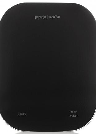 Весы gorenje кухонные, 10кг, 3хаа в комплекте, стекло, черный