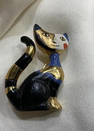 🐱✨🎨 «кіт rosina wachtmeister»! колекційна брошка goebel позолота емаль 🎨✨🐱