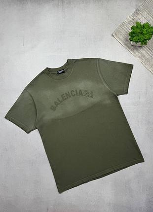 Футболка чоловіча balenciaga big logo хакі колір