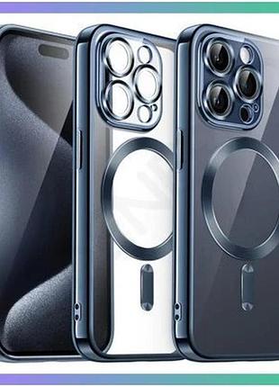 Чехол magsafe для apple iphone 11 pro max синій силіконовий з закритою камерою та низом чохол-накладка sku_stcom_2710000297000