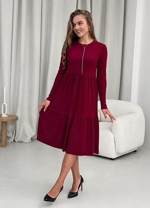 Свободное платье в рубчик бордовое merlini ано 7000001506 4xl/5xl