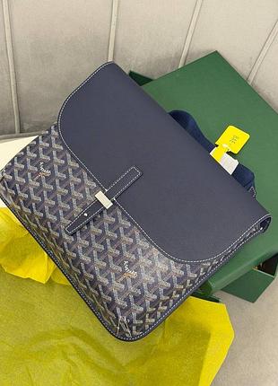 Чоловіча сумка прямокутна як під документи темно синя goyard