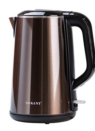 Электрочайник sokany sk2203 2.2 л коричневый