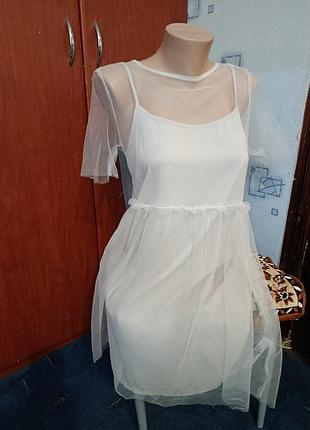 Плаття двойка сарафан+накидка плаття  сітка topshop, xs-s