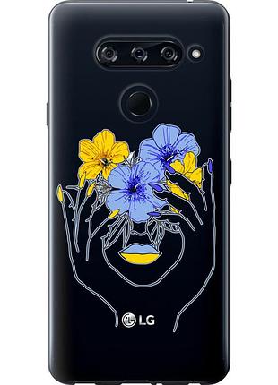 Чохол 2d пластиковий патріотичний на телефон lg v40 thinq дівчина v4 "5276t-1577-58250"