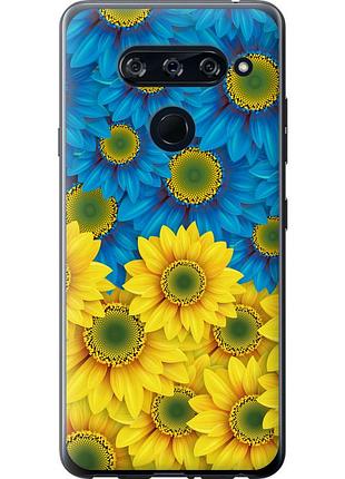 Чохол 2d пластиковий патріотичний на телефон lg v40 thinq жовто-блакитні квіти "1048t-1577-58250"