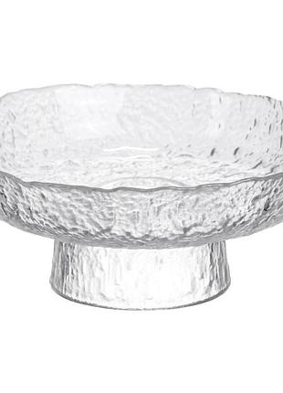 Фруктовница на ножке ice textured 20 см с ледяной текстурой стекла yiwu hp-34-89