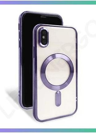 Чехол magsafe для apple iphone x xs фиолетовый накладка для смартфона закрытая камера силиконовый плас sku_stcom_2710000284413