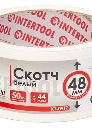 Скотч intertool 48мм x 50м x 44мкм белый (kt-0917)
