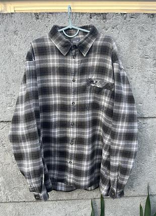 Сорочка чоловіча трекінгова jack wolfskin у клітинку сіра xxl