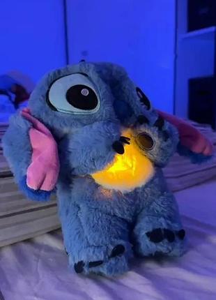 Мягкая игрушка стич (stich) из мультфильма лило и стич, дышит, светится, колыбельная