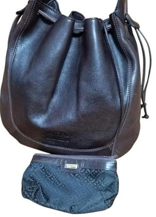 Винтажная женская кожаная сумка хобо с кошельком bally (оригинал)