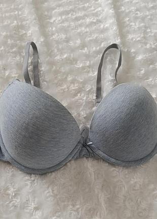Серый бюстгальтер базовый бюст гладкий лиф котоновый lingerie 34c 75c 70d