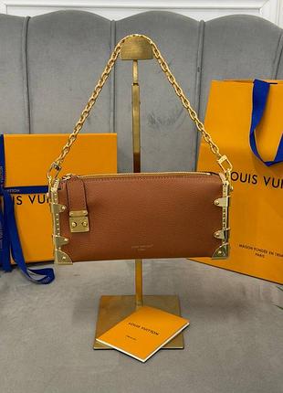 Сумка прямокутна коричнева як сундучок рідка louis vuitton
