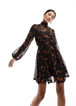 Повітряна шифонова сукня в леопардовий принт 🐆 new look 12-14 розмір
