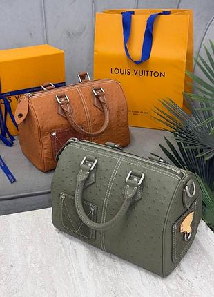 Сумочки страус коричнева та хакі нова модель louis vuitton