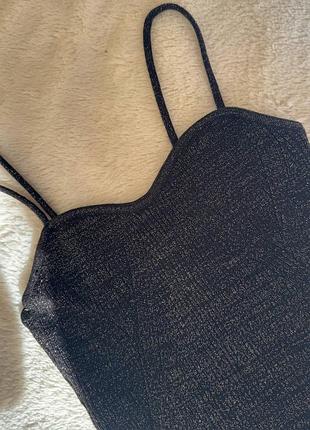 Черная блестящая майка h&amp;m 3