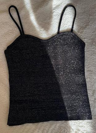 Черная блестящая майка h&amp;m 6
