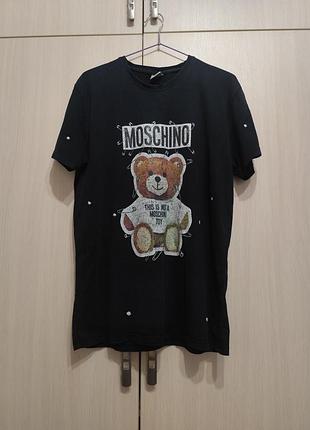 Стильная женская футболка moschino teddy bear/женская футболка