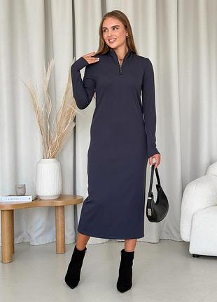 Довга тепла сукня рубчик на флісі сіра merlini грата 700001823 2xl/3xl