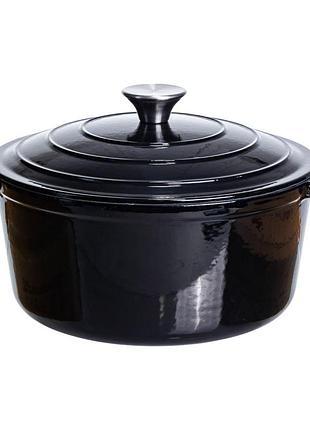 Кастрюля чугунная эмалированная 5 л, черный yiwu hp-flg-2 black