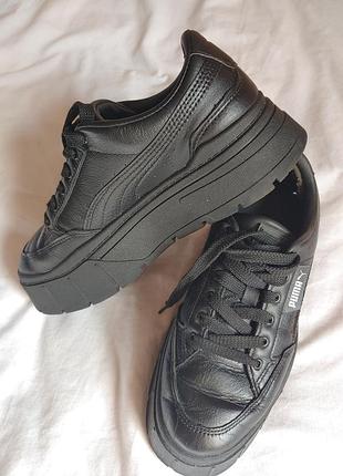 Шкіряні кросівки puma mayze stack black розмір 38