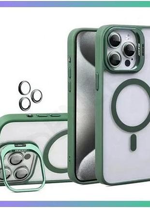 Чехол magsafe для apple iphone 14 pro max с подставкой и защитой для камер зеленый чехол-накладка sku_ sku_stcom_2710000295167