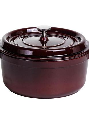 Кокотница чугунная эмалированная 4 л, бургунди yiwu hp-flg-10 burgundy
