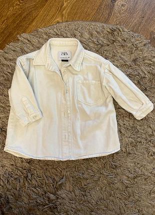 Сорочка унісекс zara молочна джинсова