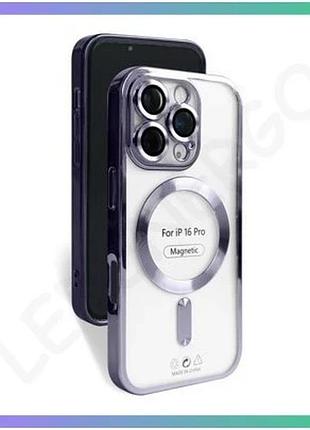 Чехол с функцией magsafe для apple iphone 16 pro фиолетовый накладка с закрытой камерой и низом sku_27 sku_stcom_2710000308874