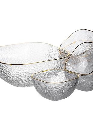 Набір салатниць golden 7 штук 1.5 л/0.2 л із золотою окантовкою yiwu hp-34-43