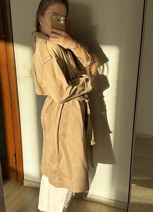 Жіноче пальто zara тренч бежевий xs