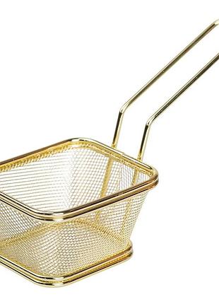 Корзина сервировочная для подачи картофеля фри и снеков 10,5×9x5,5 см золотая hp-19-4-s-g