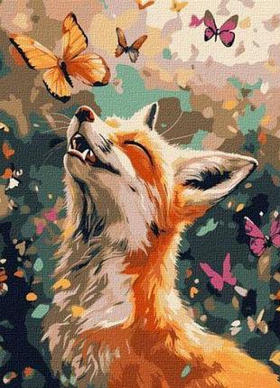 Картина за номерами - весела лисичка з фарбами металік extra ©art_selena_ua