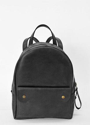 Женский кожаный мини-рюкзак 22×29×11 см lr-12 чорний