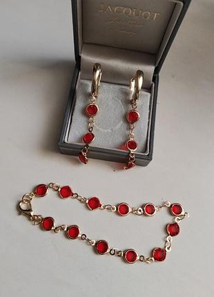 Сережки,браслет безель скло 5