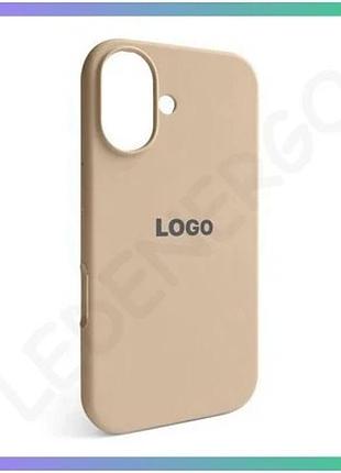 Силиконовый чехол для apple iphone 16 бежевый защитная накладка с открытой камерой и логотипом sku_271 sku_stcom_2710000314332