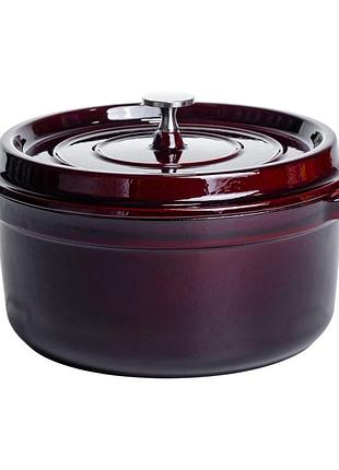 Кокотница чугунная эмалированная 4,5 л, бургунди yiwu hp-flg-11 burgundy