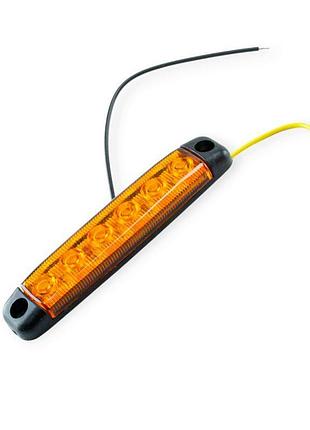 Ліхтар маркерний прямокутний оранжевий 95х20мм 6 led на рамці autolight