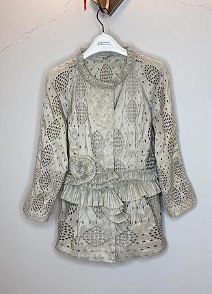 Жакет ermanno scervino у тауповому відтінку з ажурною фактурою, s