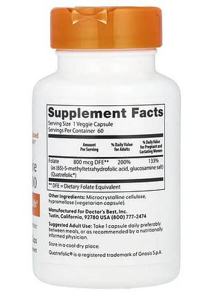 Doctor's best folate 800 with quatrefolic 800 mcg 60 капсул 2