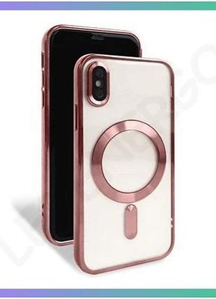 Чехол magsafe для apple iphone x xs розовый силиконовый накладка с закрытой камерой и низом sku_271000 sku_stcom_2710000284376