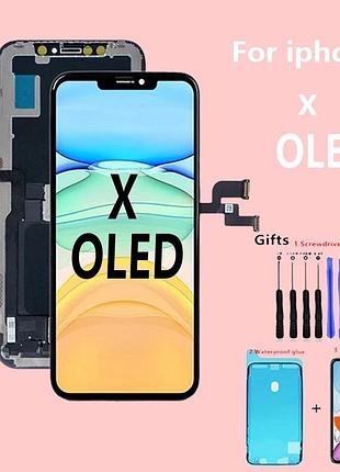 Дисплей iphone x/xr/xs/11/12/13 з інструментами та склом