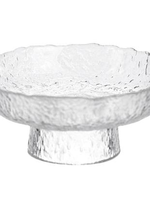 Фруктовница на ножке ice textured 15 см с ледяной текстурой стекла yiwu hp-34-88