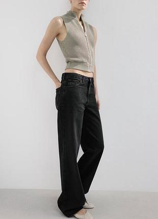 Жіночі джинси mango danila wide-leg з високою посадкою чорні