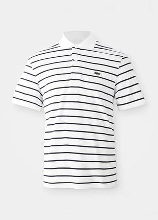 Поло lacoste в смужку, біле, розмір s/m