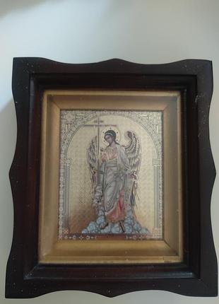 Икона «ангел охранник» в деревянной фигурной раме, 14×16 см
